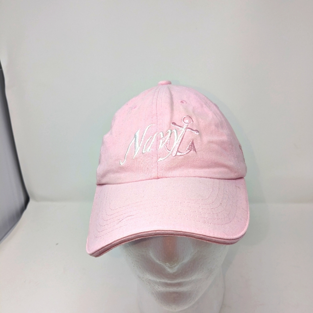Women's Hat Pink White Embroidered Light weight Navy Anchor Cap Eagle Crest